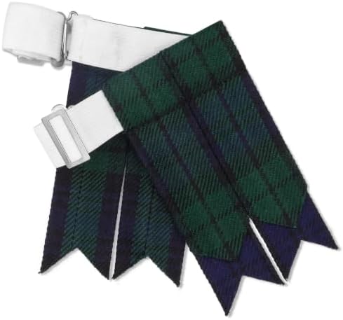 Kilt Flashes for Men with Heavy Buckle Adjusters, Plain & Tartan Kilt Sock Flashes.