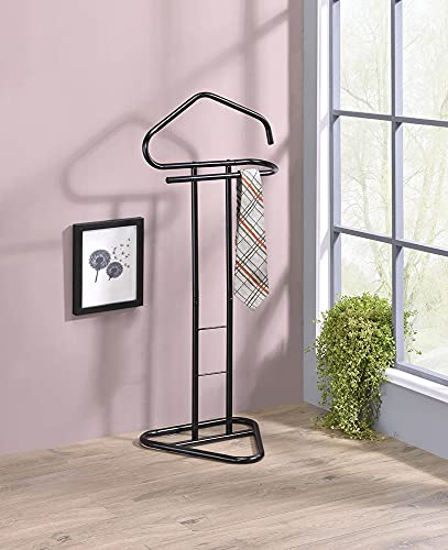 Pilaster Designs Traditional Fairview Suit & Tie Valet Stand Clothing Organizer Rack, Black Metal #TOP1