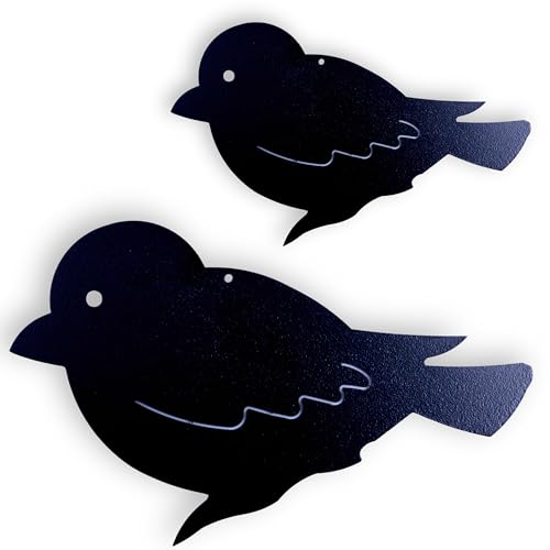 Rostikal 2er Set Deko-Vogel schwarz 7 cm und 10 cm Wanddeko Metall Vogel Garten
