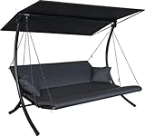 ngerer Freizeitmöbel GmbH Hollywoodschaukel Swing Zip - Gartenschaukel Made in Germany - Schaukel zum Sitzen, Liegen und Entspannen - inklusive Bett-Funktion - einfache Montage (Dunkelgrau wetterfest)