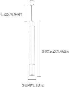 Ceiling Light, Black Gold Linear Pendant Light 3000K 3W LED Chandelier White Long Tube Lighting Fixture Compatible with Dining Room Hallway Pendant Light(White 55cm)