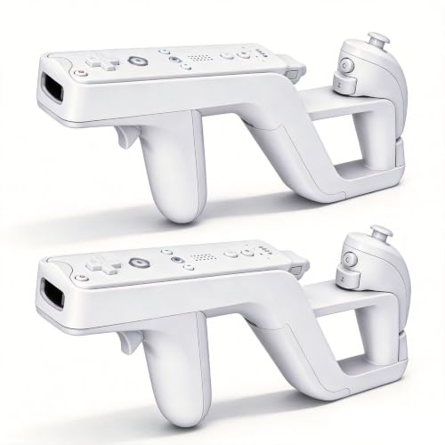 GLCONN Wii Remote Controllers Shooting Game Wii u Zapper Gun Grip-Wii &amp; Wii U Remote Game Suitable Hunting Guns for Wii Accessories,White,2 Pack