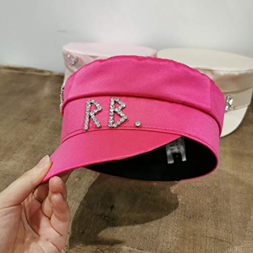 Elegant Breton Fiddler Cap For Women Distressed French Style Beret Hats Women's Leather Baker Boy Hat Rose Red #TOP5