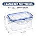KIGI [6 Pack] 6.1OZ Airtight Plastic Small Bento Box Rectangular Storage Containers Set,Microwave, Freezer and Dishwasher Safe