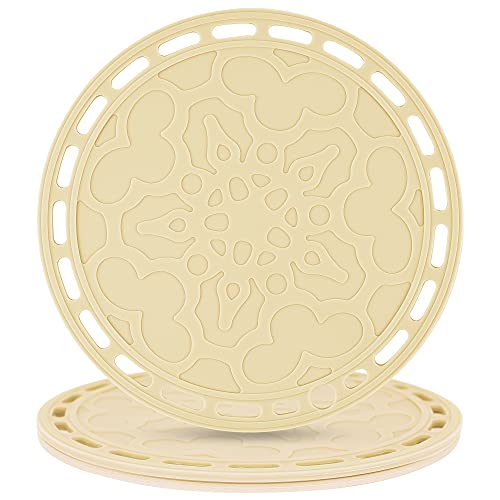 Smithcraft Beige Silicone Trivets Mats Big Round Silicone Pot Holder Hot Pads and Trivets for Hot Dishes and Hot Pots, Hot Mats for Countertops, Tables, Spoon Rest Small Place Mats Set of 3 by Smithcraft - Used condition - US$8.07