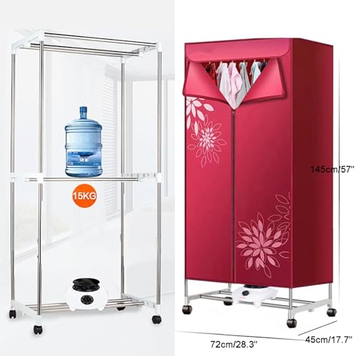 Verwarmde Wasdroger, Draagbare Huishoudelijke Droger, 1000 W Mini-elektrische Drogermachine voor Thuiswas en Appartement (Color : Blue) - Image 3