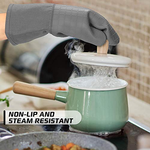 image for HOMWE Silicone Oven Mitts and Pot Holders with Pockets, 4-Piece Set Co