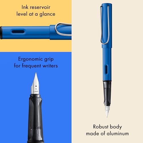 Image of LAMY AL-star oceanblue - Fountain Pen with ergonomic grip & polished Left-Handed steel nib (LH) in size M - lightweight aluminum body - including LAMY T 10 blue cartridge