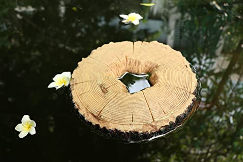 Image of AQUA KT Aquatic Turtle Tree Trunk Round Freestanding Floating Dock Island Climbing Basking Platform Large Non Slip with Suction Cup, for Pond and Amphibian Reptile Terrarium Habitat