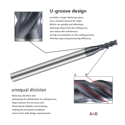 Image of Carbide Unequal Helix End Mills for Stainless Steel-4 Flute TiALSiN Coated.1 Pcs 1x50mm