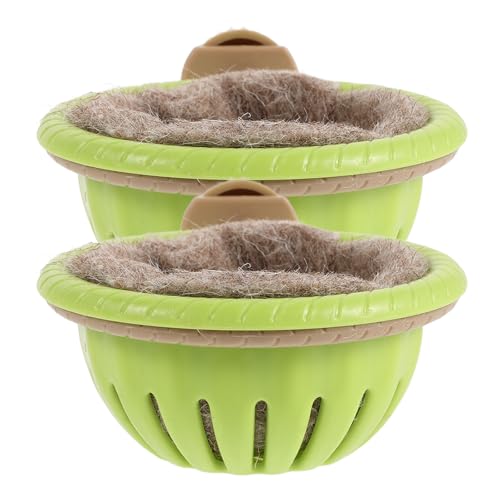 BAZEITFLOW 2 Piezas Nido para Canarios y Periquitos de Plástico Verde con Soporte y Forro de Algodón, Adecuado para Jaulas de Cría en Temporada de Flores y Otoño, Reduce Riesgo de Pisoteo y