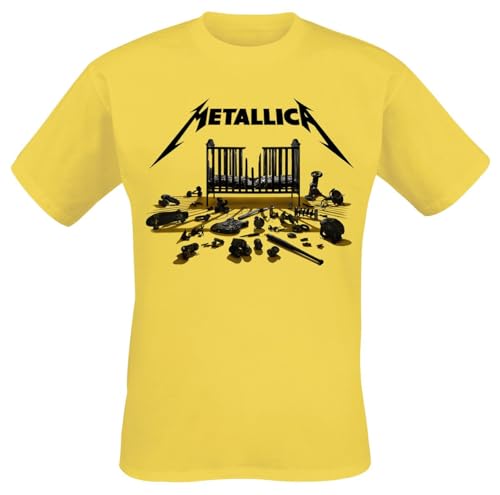 Metallica Simplified Cover (M72) Hombre Camiseta Amarillo M 100% algodón Regular