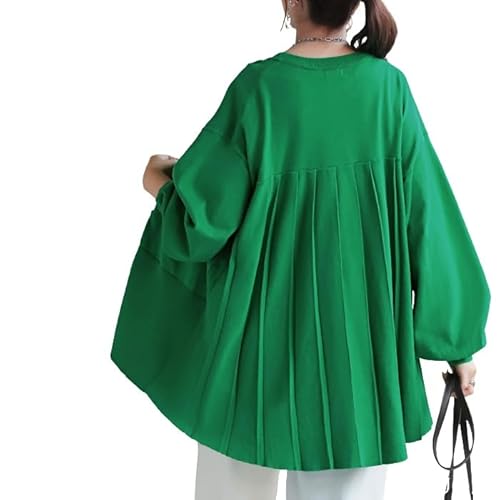 [Hug.U] カーディガン バック プリーツ ロング レディース ニット カーデ トップス 羽織 ライトアウター ロングカーディガン 長袖 ボリュームスリーブ Vネック リブ[ロイヤルブルー]のサムネイル