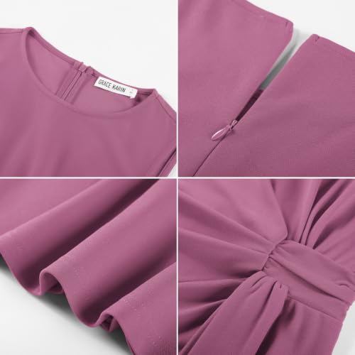 GRACE KARIN Women Work Dress,Bodycon Pencil Business Dresses,Sleeveless Cocktail Dresses Knee Length Deep Purle Pink S — view 5
