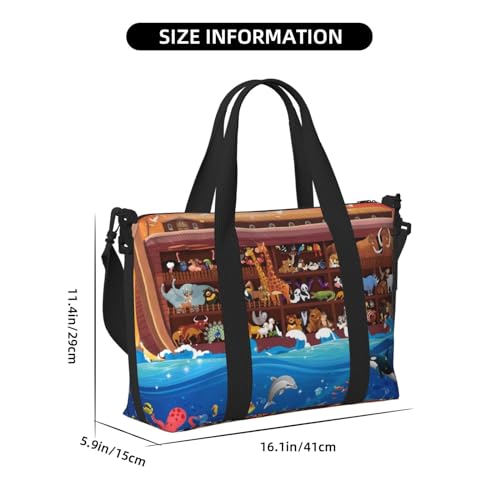 Animals On Noah's Ark Travel Bag Weekender Bags for Women Men Carry on Overnight Bag Tote Bag Yoga Gym Bag With Adjustable Straps for Gym, Work, Personal Items3