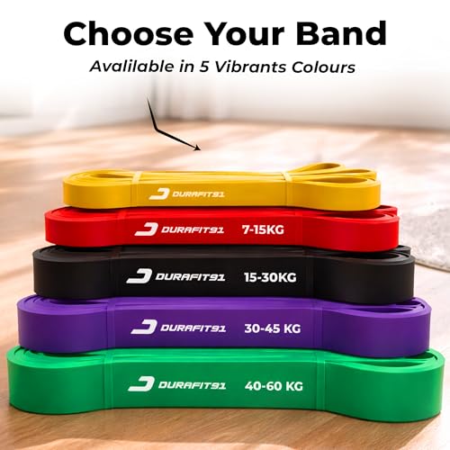 Image of Resistance Bands Set of 5 (Extra Light to Extra Heavy), Pull Up Bands for Men & Women, Exercise Bands for Strength Training, Home Workout, Gym Fitness, Stretching, Mobility, Yoga, Crossfit