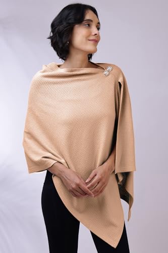 Image of Zelena Cotton Bamboo Blend Premium Nursing Cover for Breastfeeding | Breastfeeding Cover for Mothers | Feeding Shawl for Mother | Breathable Nursing Covers | Poncho for Mom (Champagne)