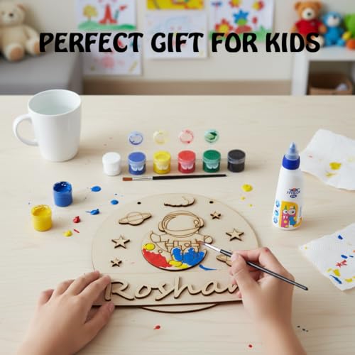 Image of Varenyam Personalized Wooden Name Plate Painting Kit for Kids | DIY Name Plate Board | Creative Art & Craft Gift for Boys & Girls | Birthday Gifts, Return Gifts for Kids (D)