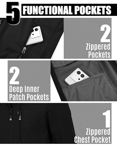 33,000ft Men's Softshell Jacket with Hood Waterproof Windbreaker Lightweight Rain Shell Jacket for Outdoor Hiking Travel4
