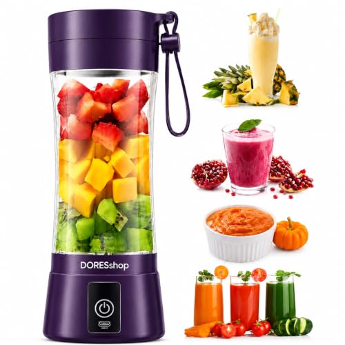 Image of DORESshop 6 Blade Juicer Mixer Grinder Mini, Portable Blender for Smoothies & Juices, USB Rechargeable Bottle Juicer Blender, Smoothie Maker, Milkshake Blenders, Portable Juice Maker Bottle