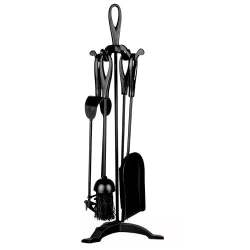 Trendi 56cm 5PC Fireside Companion Set, Cast Iron, Black, Traditional Fireplace Wood Burner Coal Stove Accessories