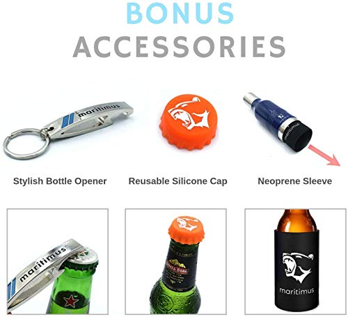 image for Maritimus Beer Bottle Cooler CRIMSON - Double Wall Stainless Steel Bee