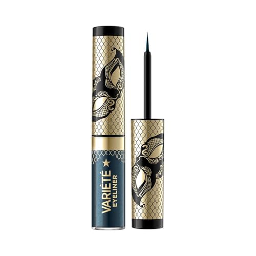 Eveline Cosmetics Variete Eyeliner Glitter Impermeabile Lunga Durata - Tenuta 24 Ore, Asciugatura Rapida, Applicatore a Pennello - Disponibile in Oro, Marrone, Turchese e Argento