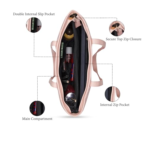 Image of Caprese Bertha 16 Inch Laptop Compatible Large Tote Bag for Women | Stylish Multi-Compartment Design for Work, Travel,Shopping | Comfortable Straps Shoulder & Handheld Bag | Essentials & Daily Use