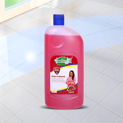 Image of BrightX Floral Floor Cleaner 1 Litre | Multipurpose Floor Cleaning Liquid | Long Lasting Floral Fragrance | Removes Dirt & Germs | Safe for Tiles, Marble & Granite Floors