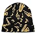 LITPUZC Fashionable Cuffed Beanie Hats for Men Women Saxophone Trumpets Music Gold Black Knit Hat Soft Warm Skull Cap Stretch Fall Winter Hat
