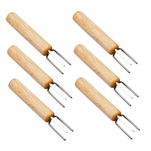 POPETPOP 10 Stück Grill-Nudelgabeln Holzgriff