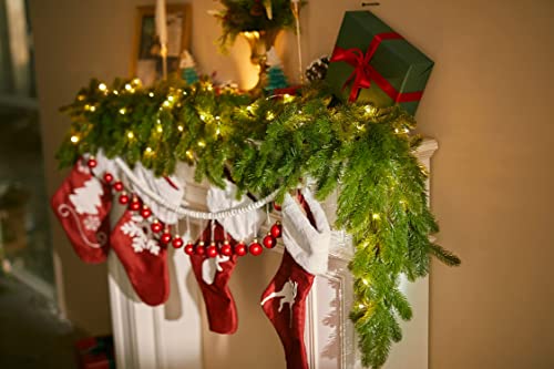 6Ft Christmas Garland Party Joy Pine Garland With 16.4Ft Led Lights String, Greenery Plant For Christmas Decorations Table Mantle Background Wall Room Outdoor Indoor Winter Decoration #TOP3