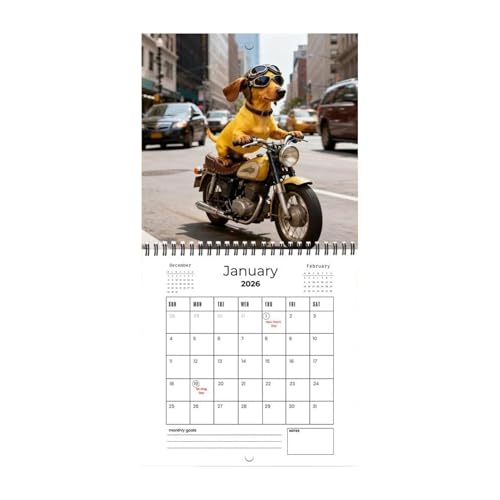 2026 Welpen-Wandkalender, 20,8 x 20,8 cm, niedlicher dicker und stabiler Papierkalender zum Organisieren, hängende Wandkalender mit Hundebildern für Hundeliebhaber
