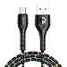 Produktbild Micro-USB-Handy-Ladekabel, Android Nylon Mit Datenkabel, 2.4A (Maximal) Geeignet Für Samsung S6 / S7, Nexus, LG, PS4, Sony, HTC Und Andere Smartphones,Schwarz,50mm
