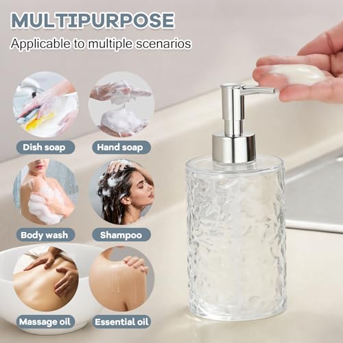 yolzhxe 2 Stück 400ml Seifenspender Kunststoff, Spülmittelspender Küche mit Trichter, Moderne Seifenspender Bad, Soap Dispenser für Spülmittel, Handseife, Shampoo, Transparent
