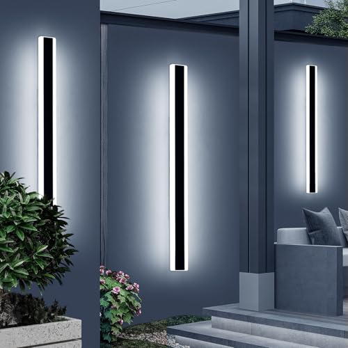 Image of Mikeru 150cm Long Outdoor Wall Lights Garage, 2pack Outside LED Wall Light Cool White 48W 5200lumens Front Door Lighting Mains Powered with IP65 Waterproof Drive for Corridor, Staircase