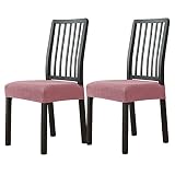 JHLD Housse Assise Chaise, Elastique Housses De Chaise Extensible Jacquard Housse De Chais Housses De Siège Amovible Lavable pour Le Bureau De Cuisine-Rose-Ensemble de 2