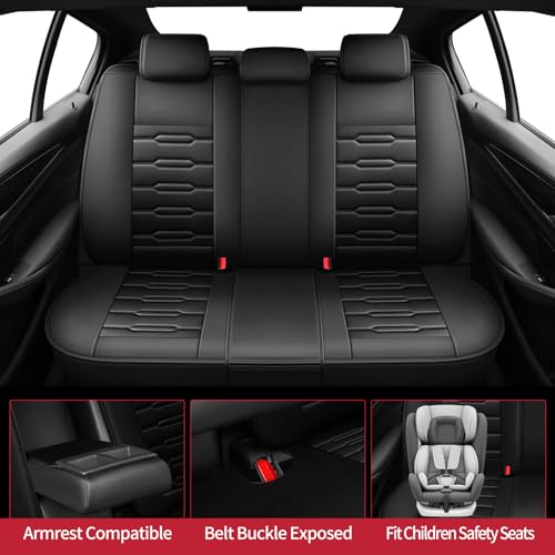 Image of Fit Outback Car Seat Covers for Subaru Outback 2010-2024 2025 2026 - Upgraded Premium Waterproof & Breathable Leather, Airbag Compatible, All-Weather Seat Cushion Protector (Full Set, Black)