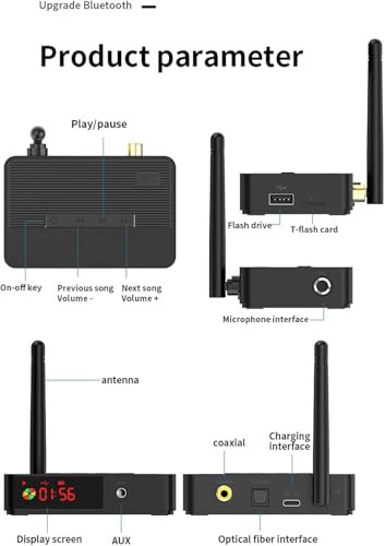 MICROWARE Bluetooth 5.3 Receiver for Home Stereo Systems, Bluetooth to RCA Adapter for Speakers & Streaming Devices, RF Remote Control, NFC/Optical/Coaxial/RCA/AUX/TF Card/Udisk 6 41xTinYcZ L