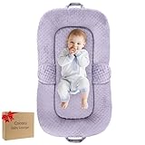 Cococu Baby Lounger Pillow for Newborn, Multi-Use Portable Baby Lounger for Supervised Play & Tummy Time, Foldable Soft Infant Lounger for Home and Travel, Baby Essentials Gift,Purple