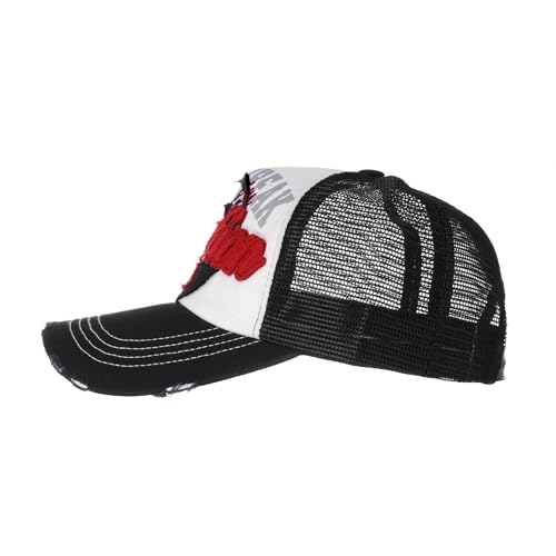 Image of WITHMOONS Meshed Baseball Cap Distressed Trucker Hat Star KR1185