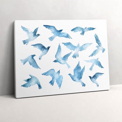 Murale d'art oiseaux volants Wallfluent pour décorer un mur blanc triste 80x60