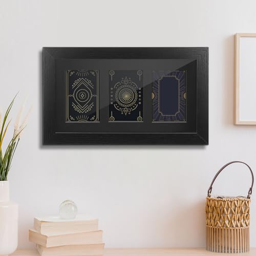 Sammelkarten Präsentationsrahmen - 3 Karte Wandmontage - Sportkarten Display Rahmen mit Transparent HD - Schwarzer Halter für Sportkarten, Sammelkarten, 13.38X7.87X1.18 Zoll