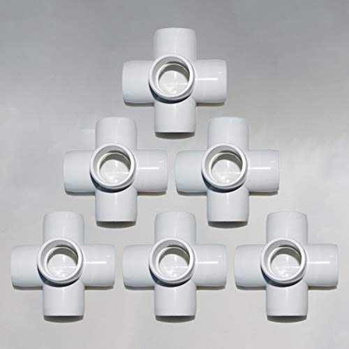 12Pack 5-Way 3/4Inch PVC Fittings, Heavy Duty Furniture Grade PVC Pipe Connectors, White 5 Way Side Outlet Tees, PVC Elbow Corner Fittings for Building PVC Furniture Greenhouse Shed Tent Storage Frame - Thumbnail 7