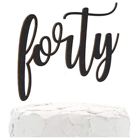 NANASUKO 40th Birthday Cake Topper - forty - Double Sided Black glitter - Premium quality Made in USA Cover