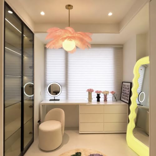Lámpara de techo de plumas rosa tipo araña moderna para salón y dormitorio 3