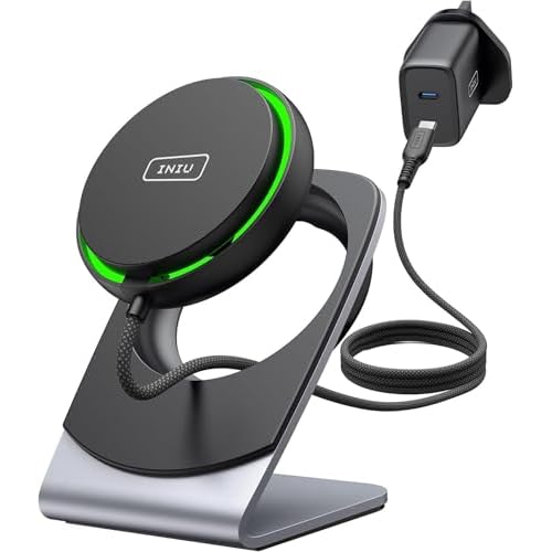 INIU Wireless Charger for Magsafe, 15W Fast Charging Phone Stand Efficient Cooling, User-friendly Charge Dock for iPhone 15 Pro Max/Plus iPhone 14 13 12 (comes with usb-c adapter and c-c cable)