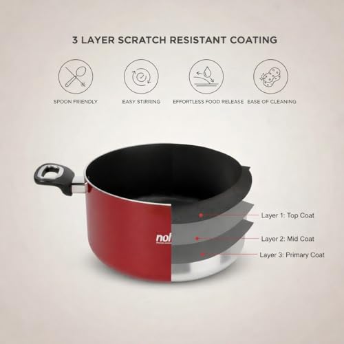Image of Nolta PS Biryani Pot (10L) ISI Certified Induction Cookware, 1yr Replace-Guarantee, PFOA-Free Non-Toxic Durable Non-Stick Coating Biriyani Handi (32cm, Maroon)