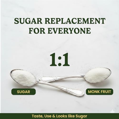 Image of Homeda Monkfruit Sweetener Organic with Non-GMO Erythritol (360g) 1:1 Sugar Substitute | Monk Fruit Powder Sweetner Extract for Diabetes - Healthy Keto Zero Calorie Sugar