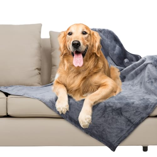 Nobleza wasserdichte Hundedecke, XXL 203 x 152cm Flauschig und Weich Outdoor Hundedecke, Katzendecke für Katzen, Maschinenwaschbar, Beidseitiger Sofabezug-Schutz, Grau